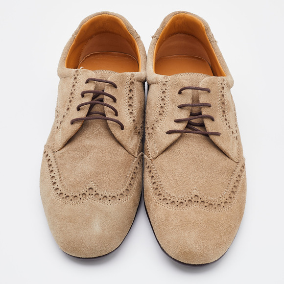 Gucci Grey Brogue Suede Derby Lace Up Loafers Size 41 - Picture 2 of 8